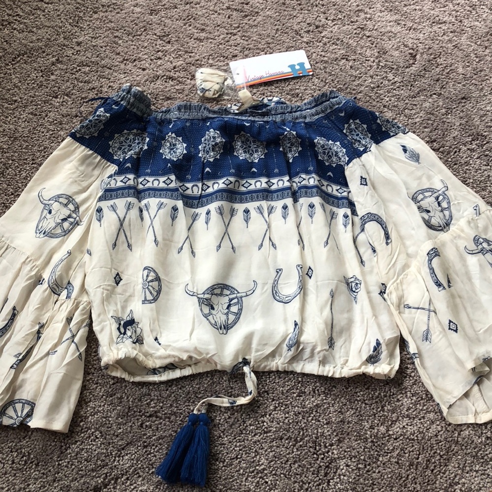 off the shoulder long sleeve blouse